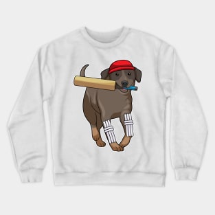 Dog at Cricket with Cricket bat Crewneck Sweatshirt